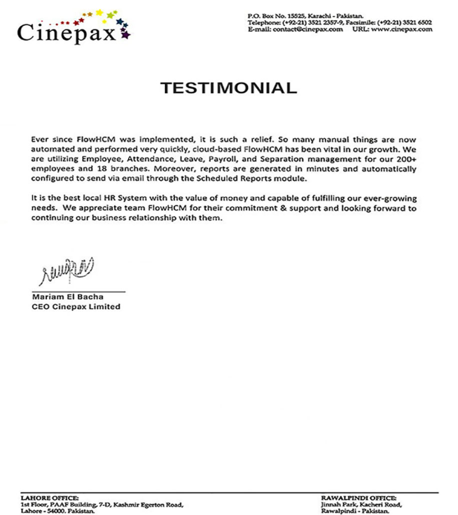 Cinepax Testimonial
